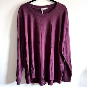 NWT Barefoot Dreams Malibu Collection Jersey Long Sleeve Top Washed Mulberry 1X